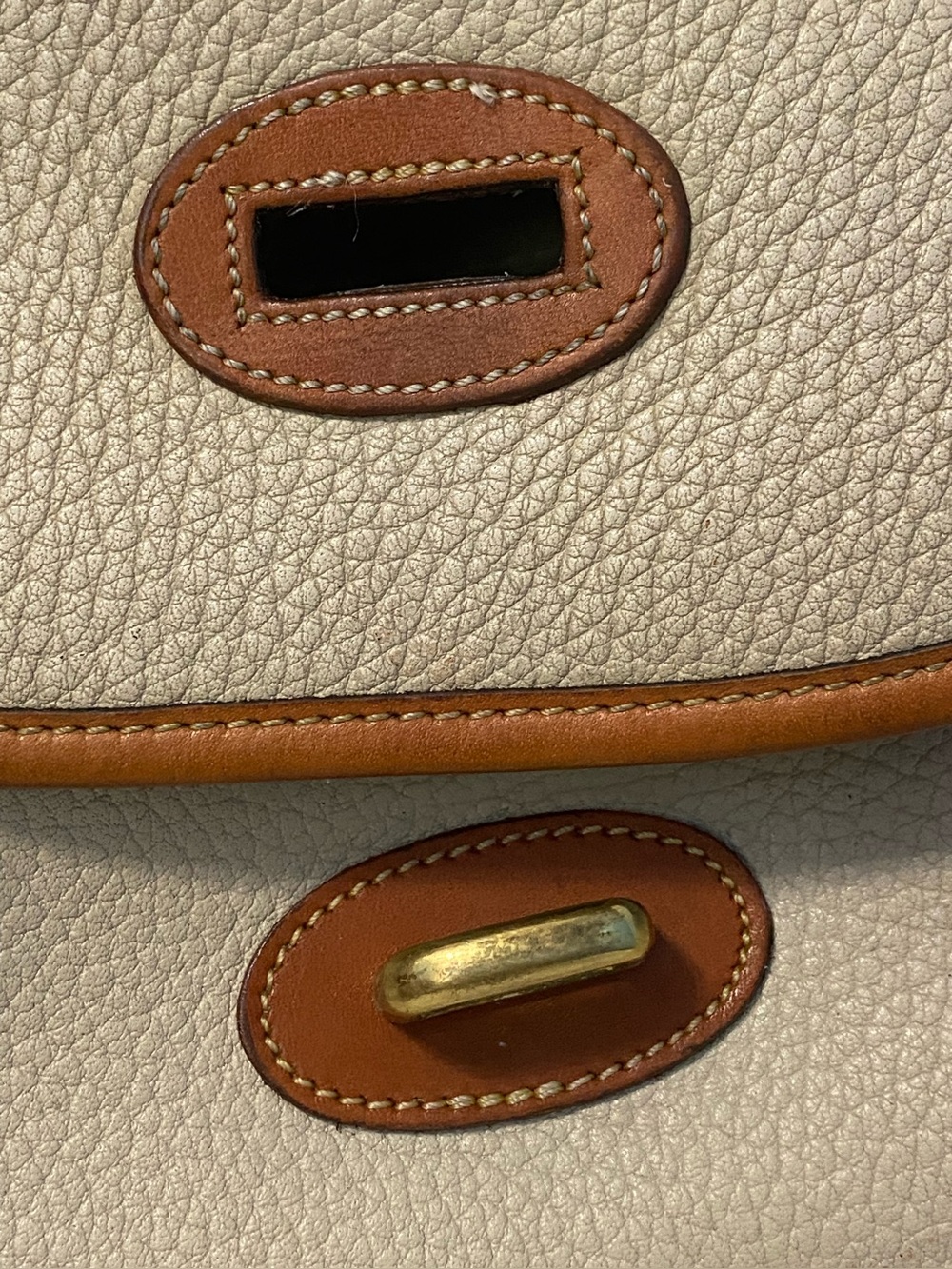Dooney & Bourke Vintage All Weather Leather Saddle Bag Cream Tan Crossbody - Picture 11 of 13